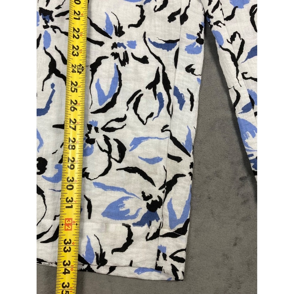 Habitat Clothes To Live In Floral Wide Leg Crop Pants Blue White Black Size L - Picture 7 of 8